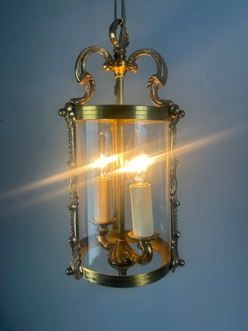 French Antique Twin Light Lantern, Rewired View IV