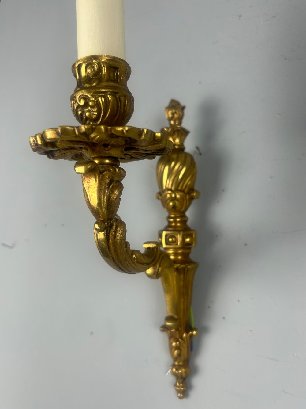 French Pair Of Single Arm Antique Gilt Brass Wall Lights View III