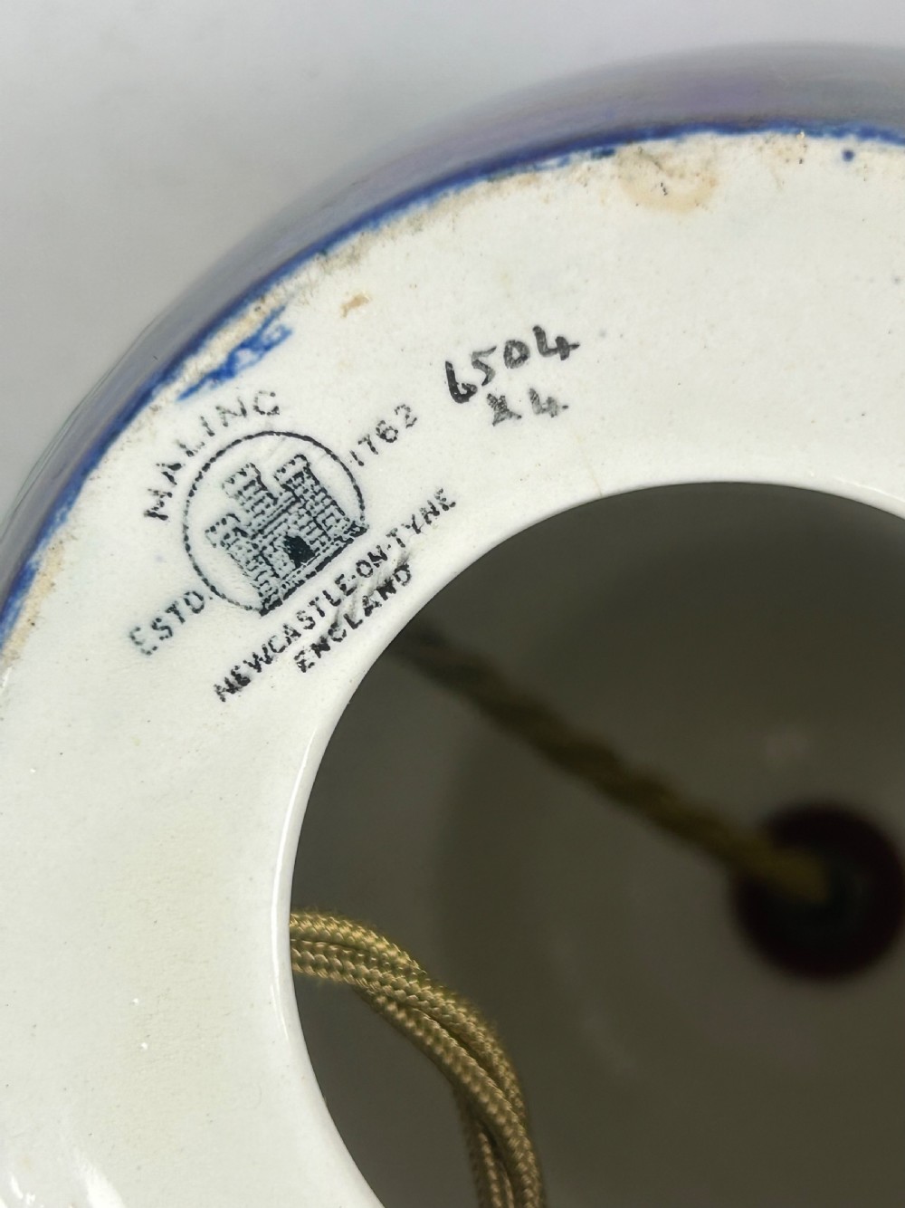 1930s Maling Porcelain Table Lamp, Rewired  View III