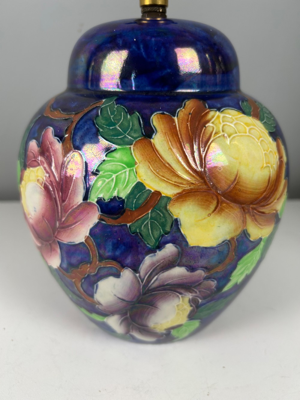1930s Maling Porcelain Table Lamp, Rewired  View V