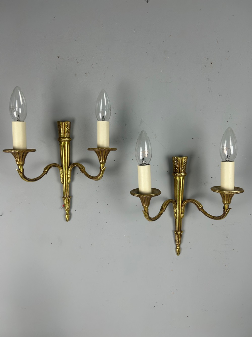French Pair Of Gilded Empire Antique Wall Lights