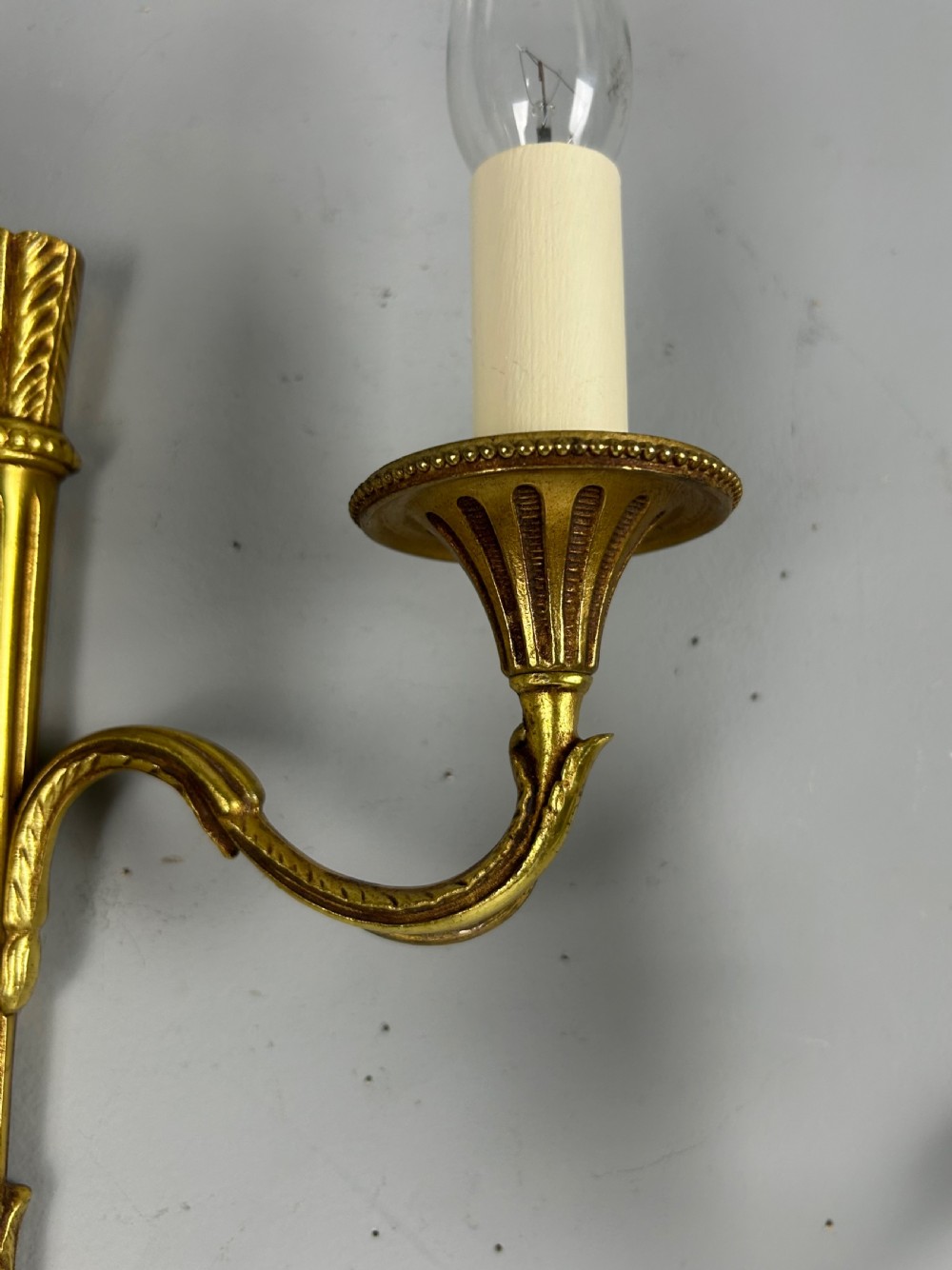 French Pair Of Gilded Empire Antique Wall Lights View II