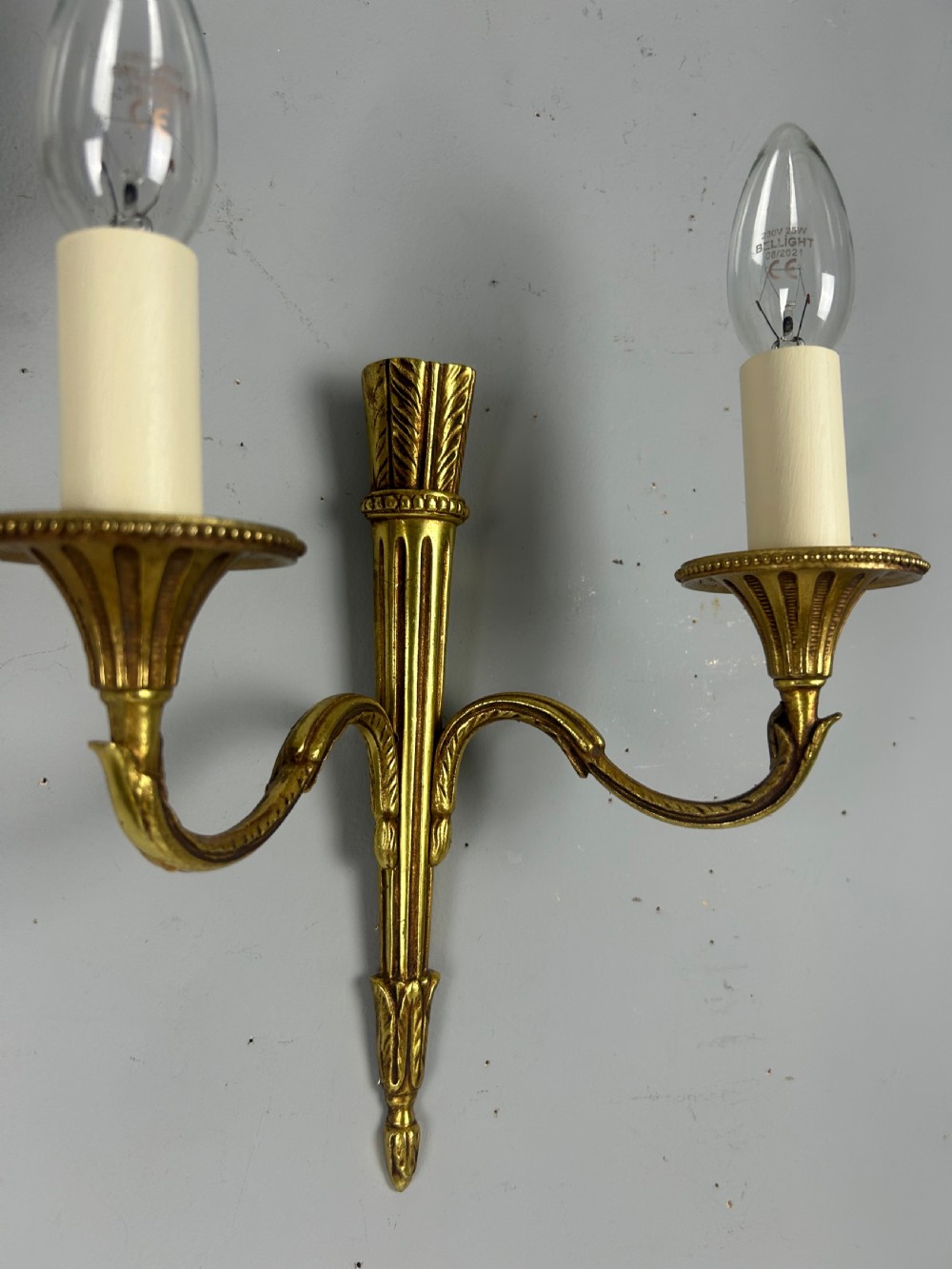 French Pair Of Gilded Empire Antique Wall Lights View III