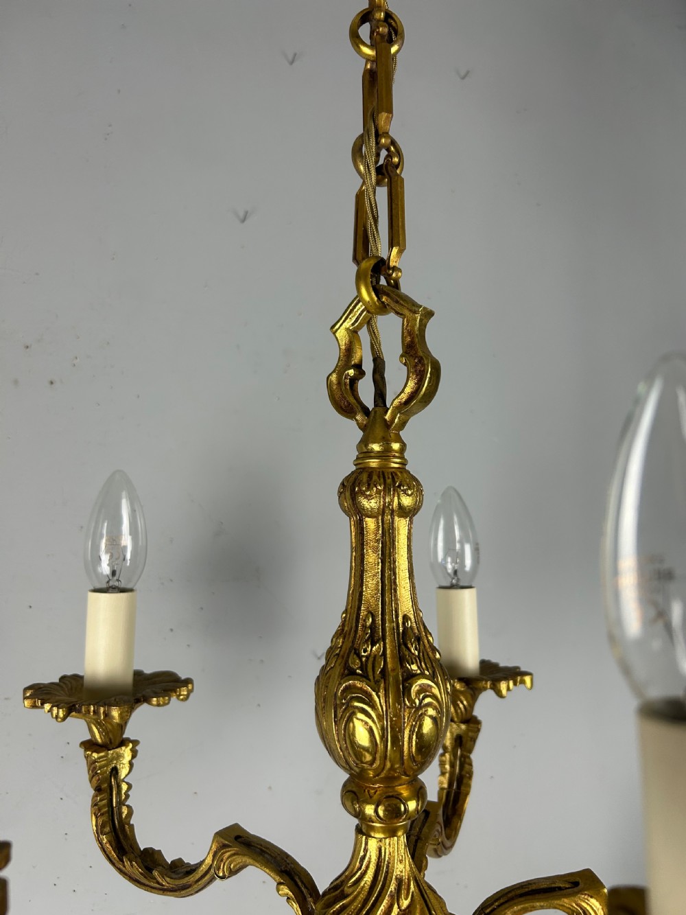 French Gilded Bronze 5 Light Antique Chandelier View V