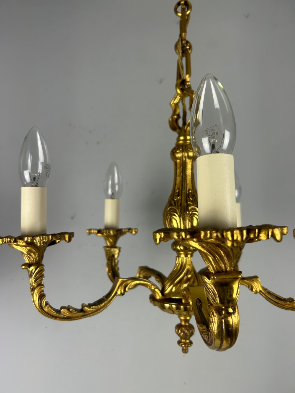 French Gilded Bronze 5 Light Antique Chandelier View VIII