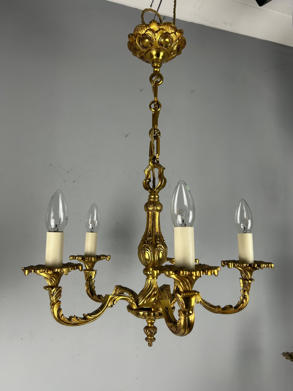 French Gilded Bronze 5 Light Antique Chandelier View IX