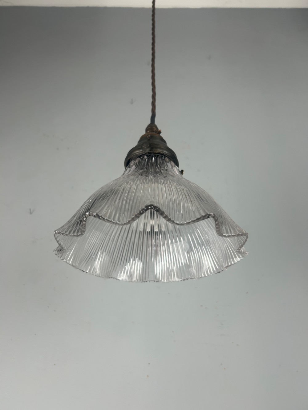 French Holophane Pendant Ceiling Light With Original Shade View II