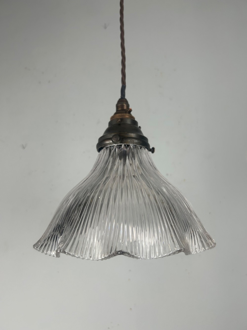 French Holophane Pendant Ceiling Light With Original Shade View VI