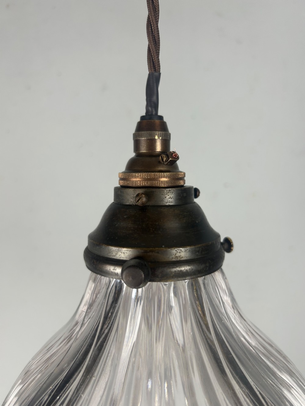French Holophane Pendant Ceiling Light With Original Shade View VII