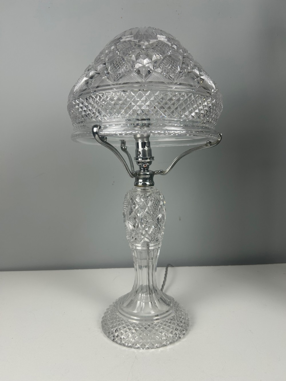 Cut Glass Mushroom Table Lamp, Rewired And Pat Tested View IV