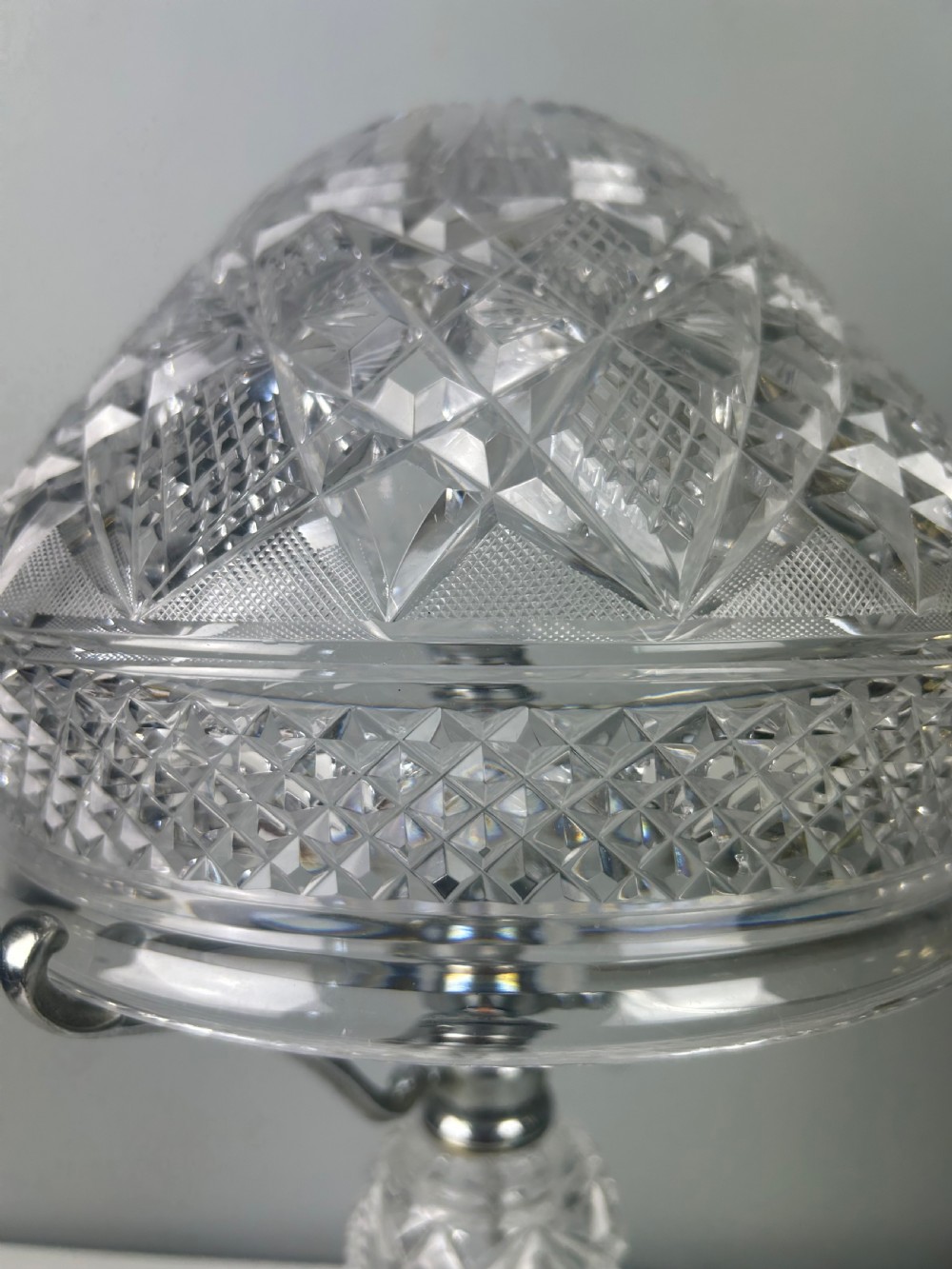 Cut Glass Mushroom Table Lamp, Rewired And Pat Tested View VI