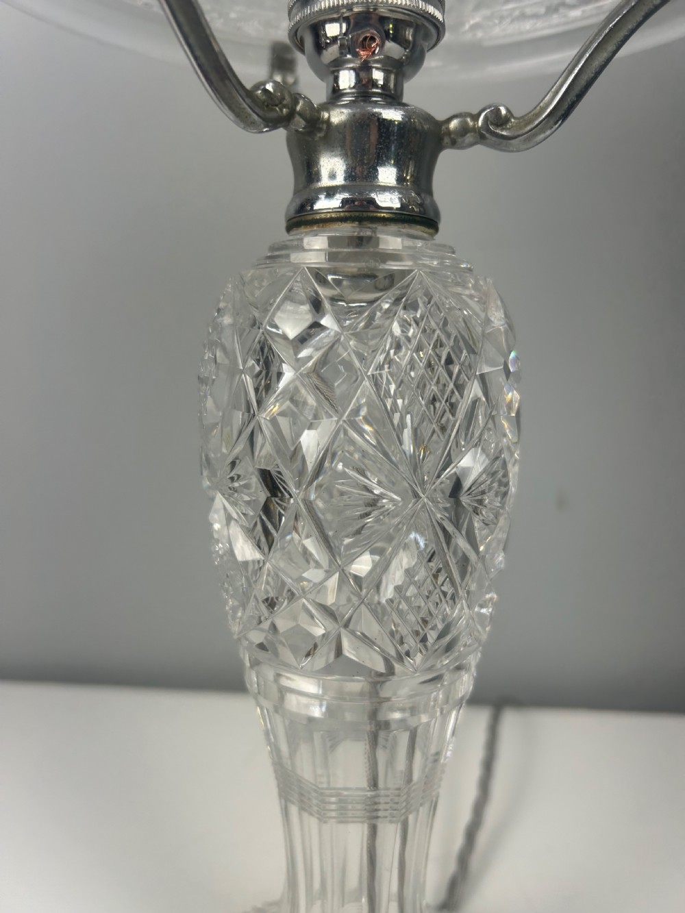Cut Glass Mushroom Table Lamp, Rewired And Pat Tested View VII