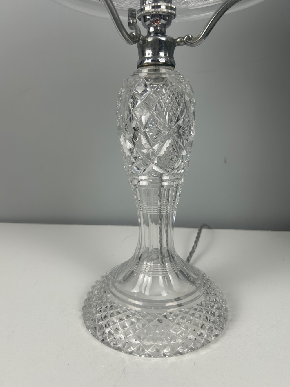 Cut Glass Mushroom Table Lamp, Rewired And Pat Tested View VIII