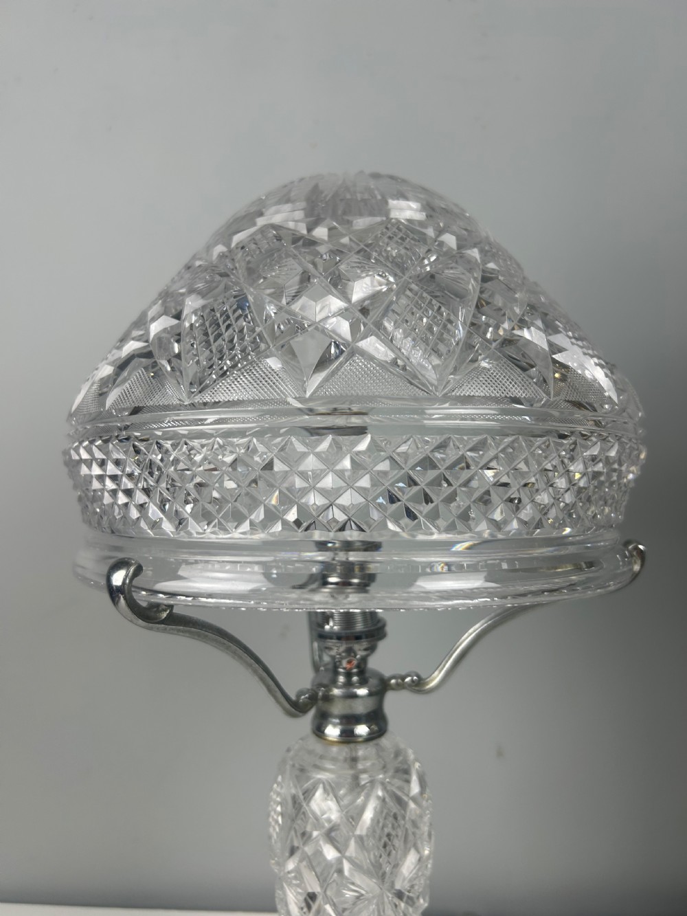 Cut Glass Mushroom Table Lamp, Rewired And Pat Tested View IX