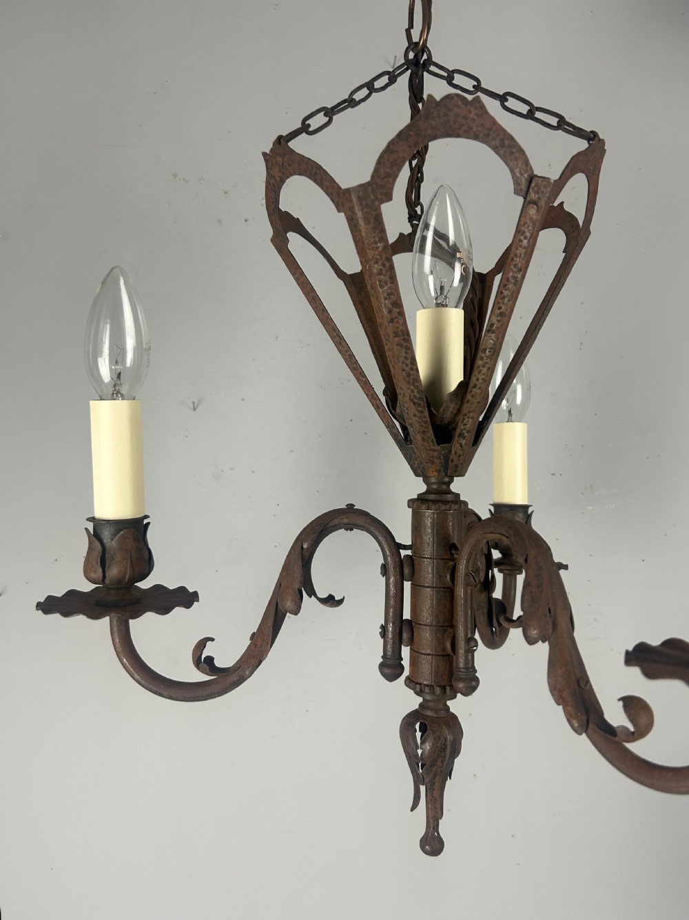 French Rustic 4 Light Chandelier, Rewired  View V