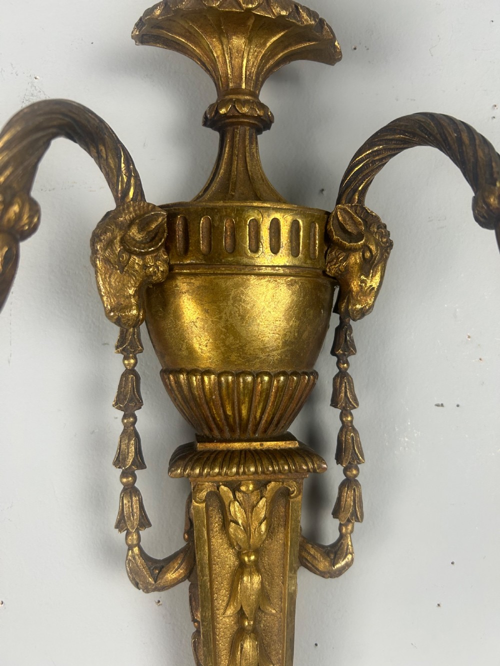 Single Large Fine 19th Century French Rams Head Wall Light, Rewired  View II