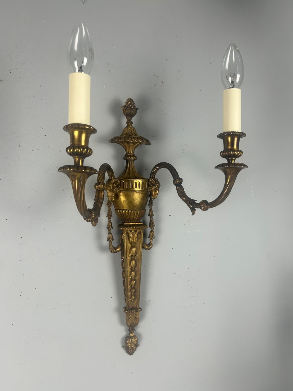Single Large Fine 19th Century French Rams Head Wall Light, Rewired  View III