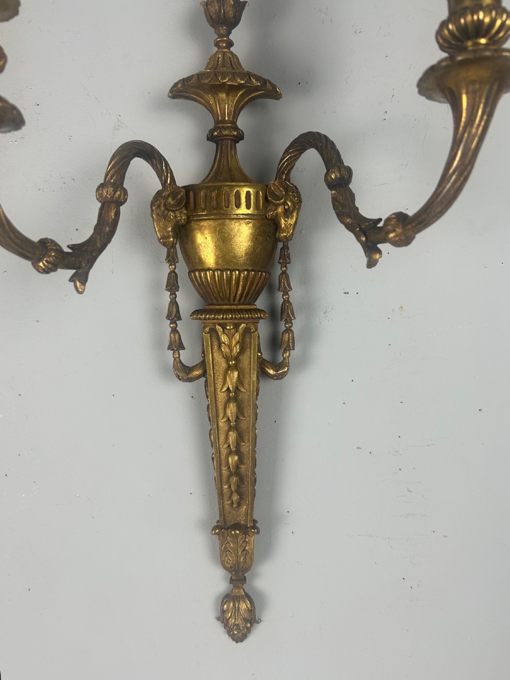 Single Large Fine 19th Century French Rams Head Wall Light, Rewired  View VI