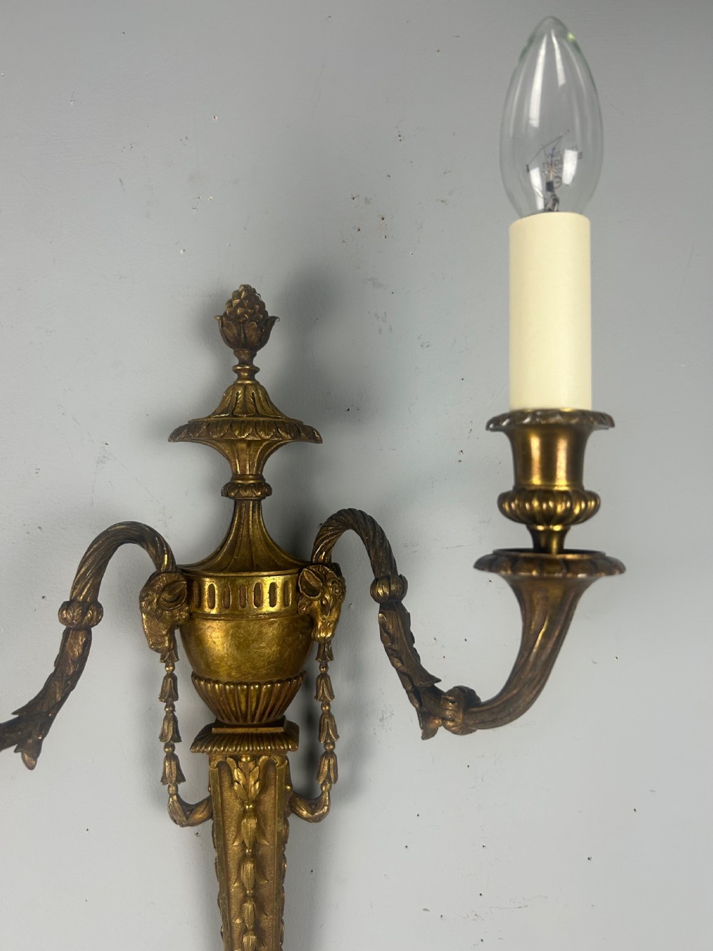 Single Large Fine 19th Century French Rams Head Wall Light, Rewired  View VII