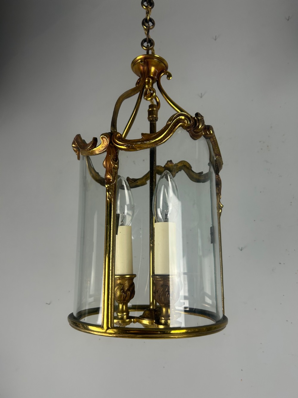 French Gilded Triple Light Antique Lantern