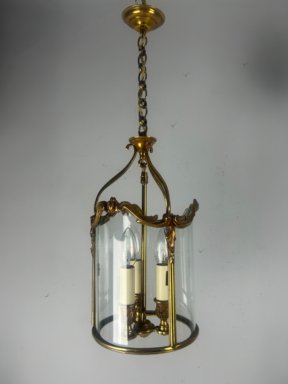 French Gilded Triple Light Antique Lantern View VII