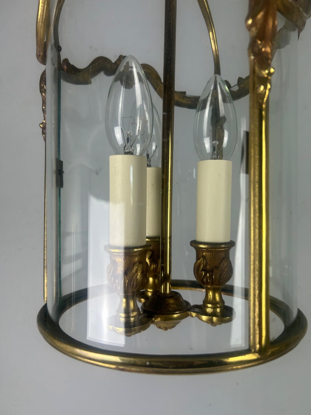 French Gilded Triple Light Antique Lantern View IX
