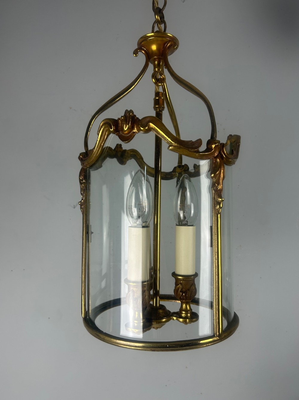 French Gilded Triple Light Antique Lantern View X