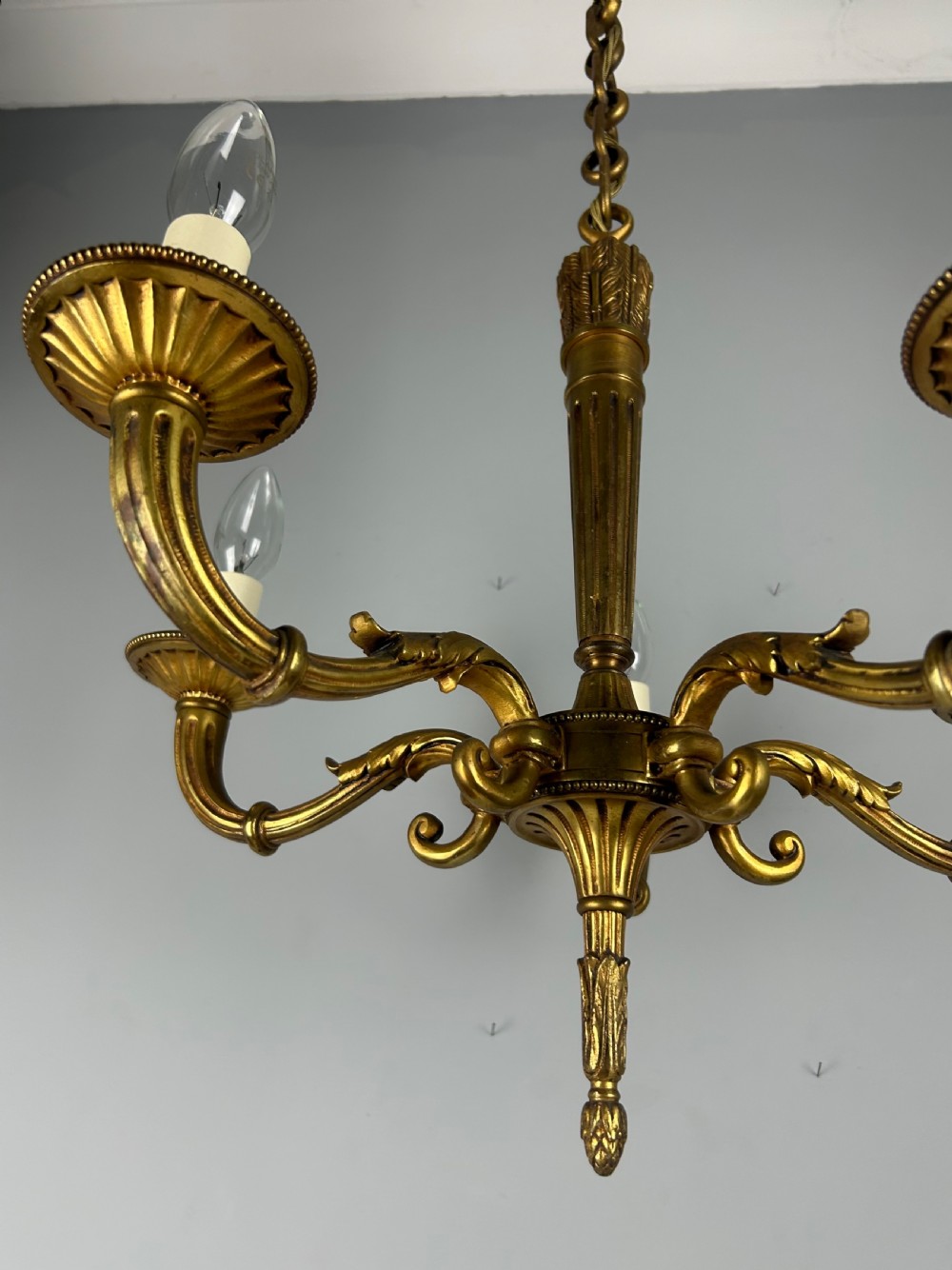French Bronze Empire 5 Light Antique Chandelier View III