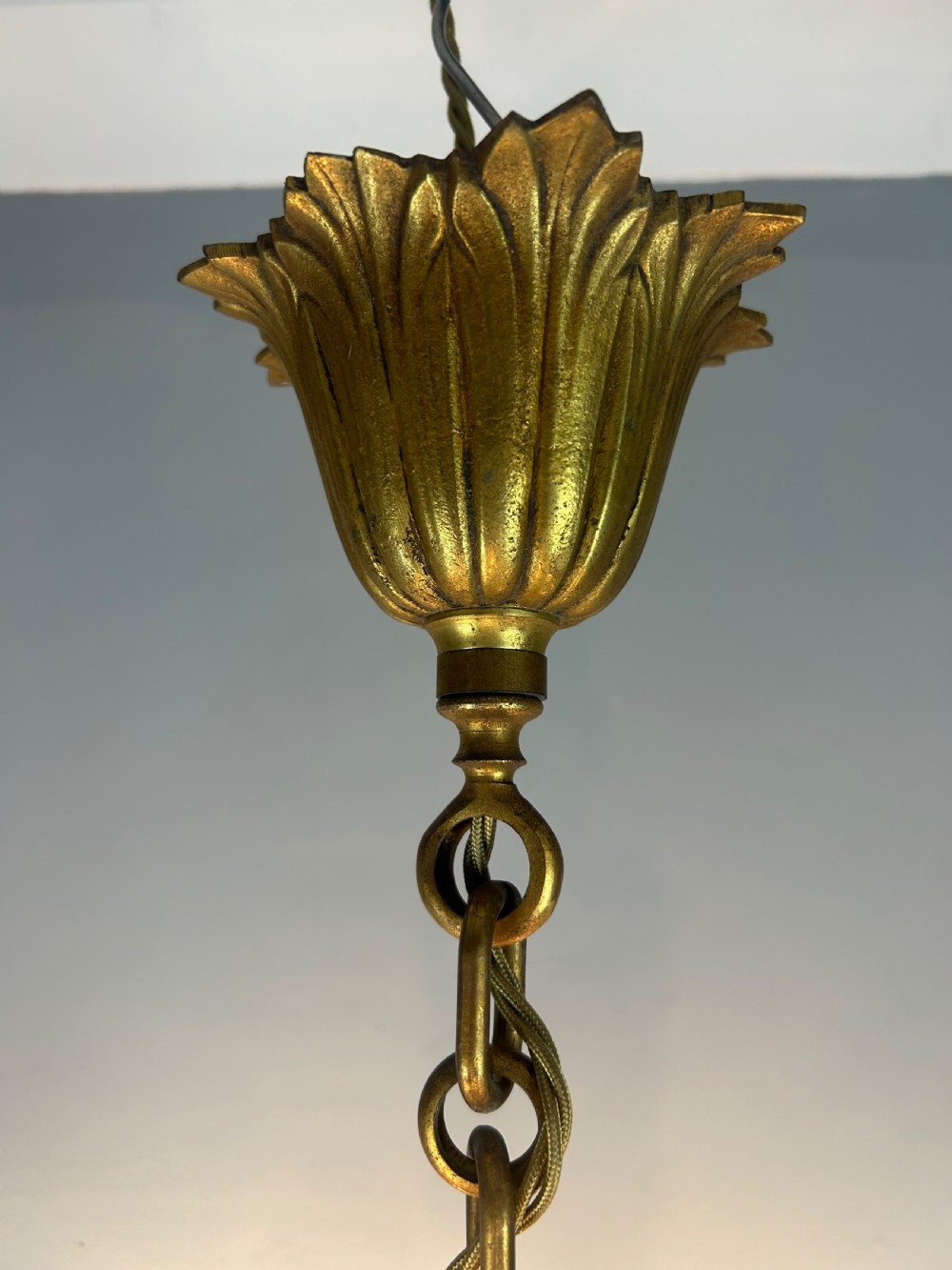 French Bronze Empire 5 Light Antique Chandelier View VI