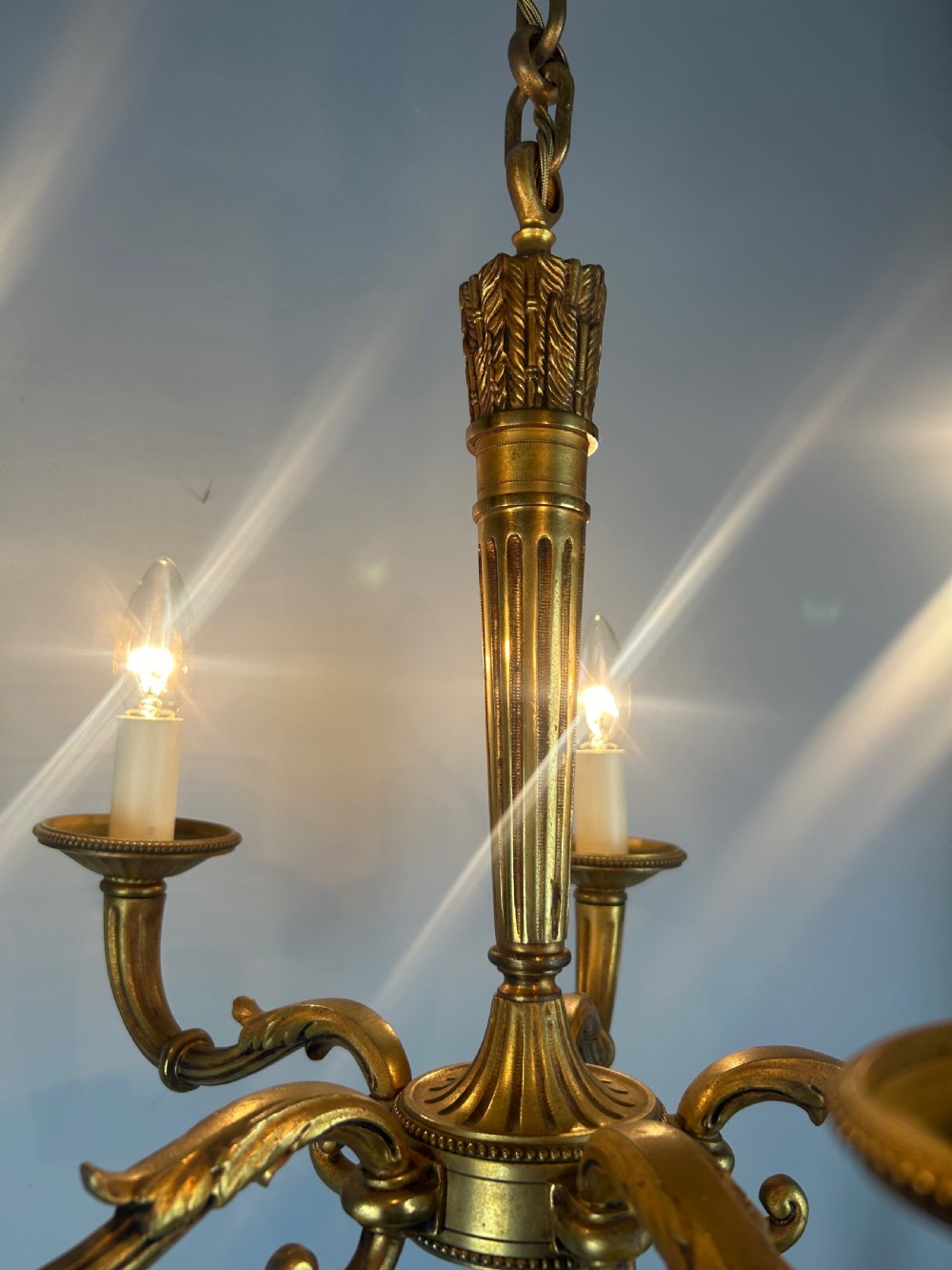 French Bronze Empire 5 Light Antique Chandelier View VII