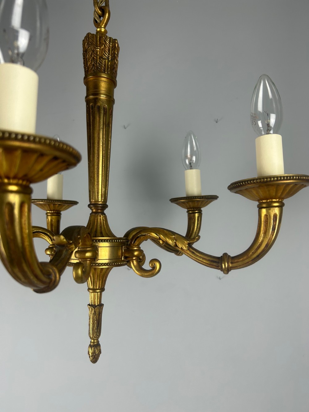 French Bronze Empire 5 Light Antique Chandelier View XIV