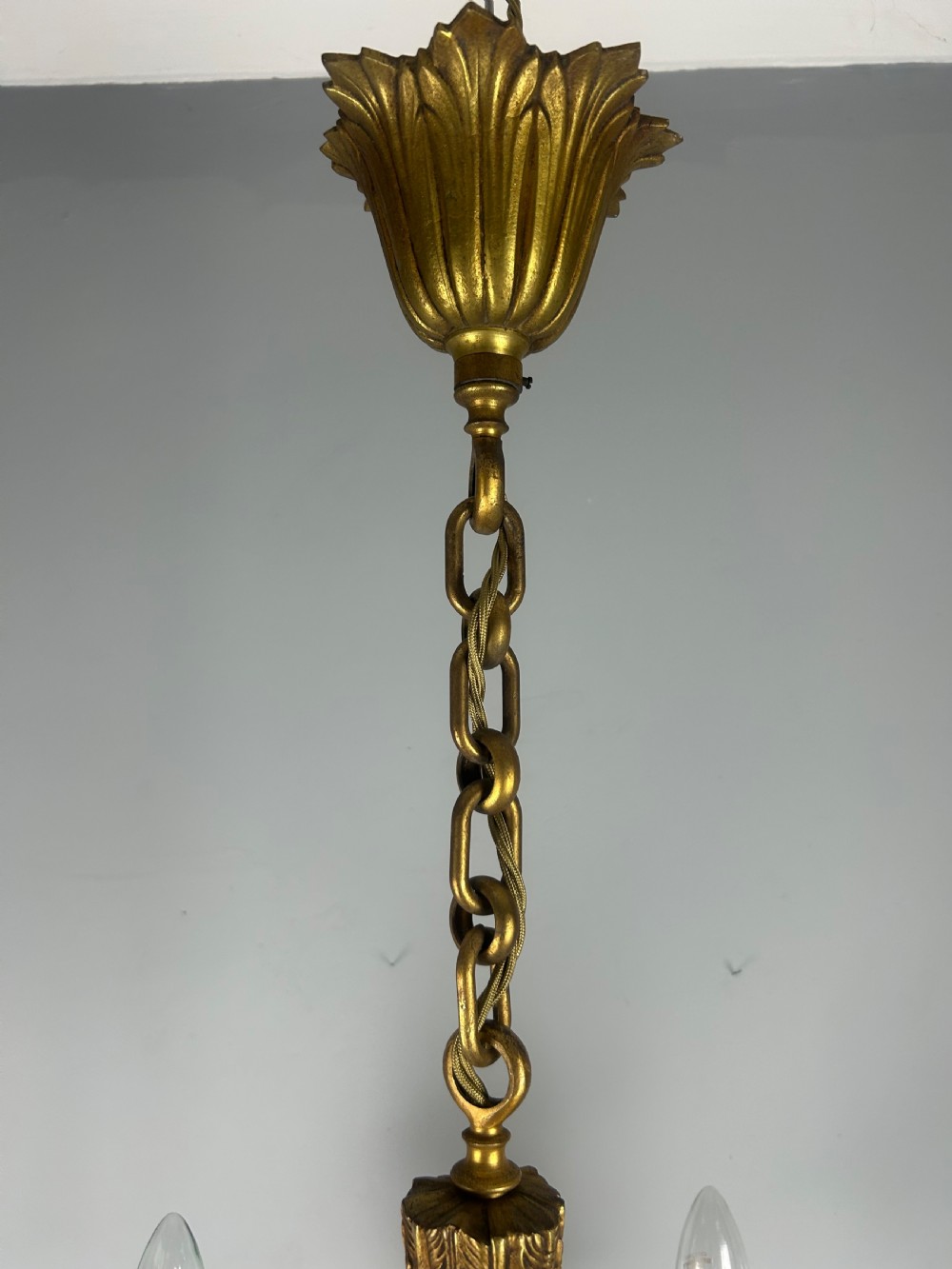 French Bronze Empire 5 Light Antique Chandelier View XVI