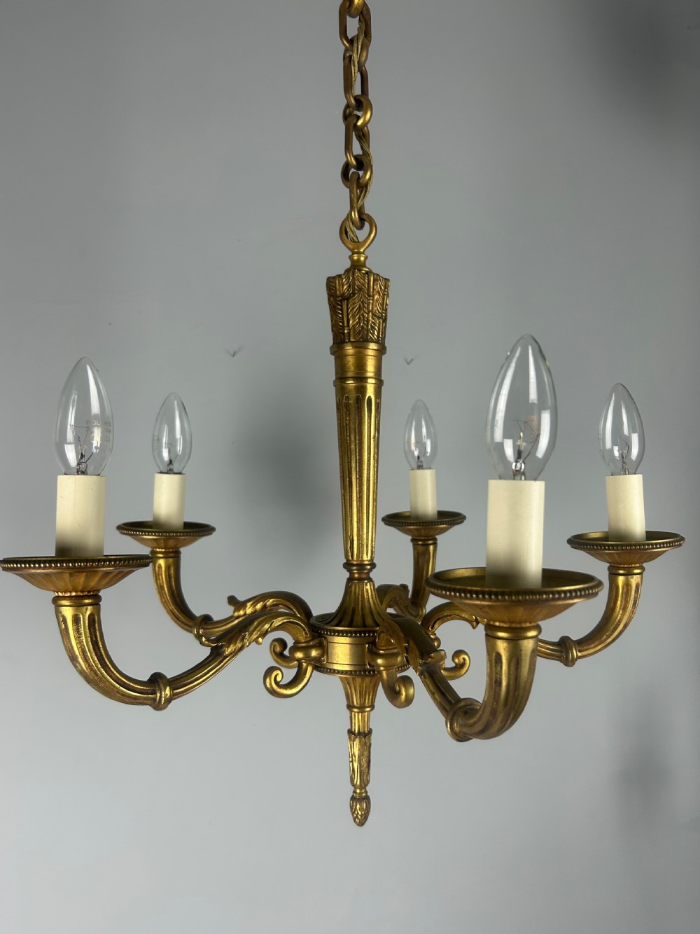 French Bronze Empire 5 Light Antique Chandelier View XVII