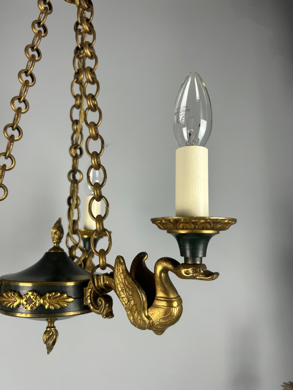 French Triple Light Empire Chandelier, Ceiling Light  View XI
