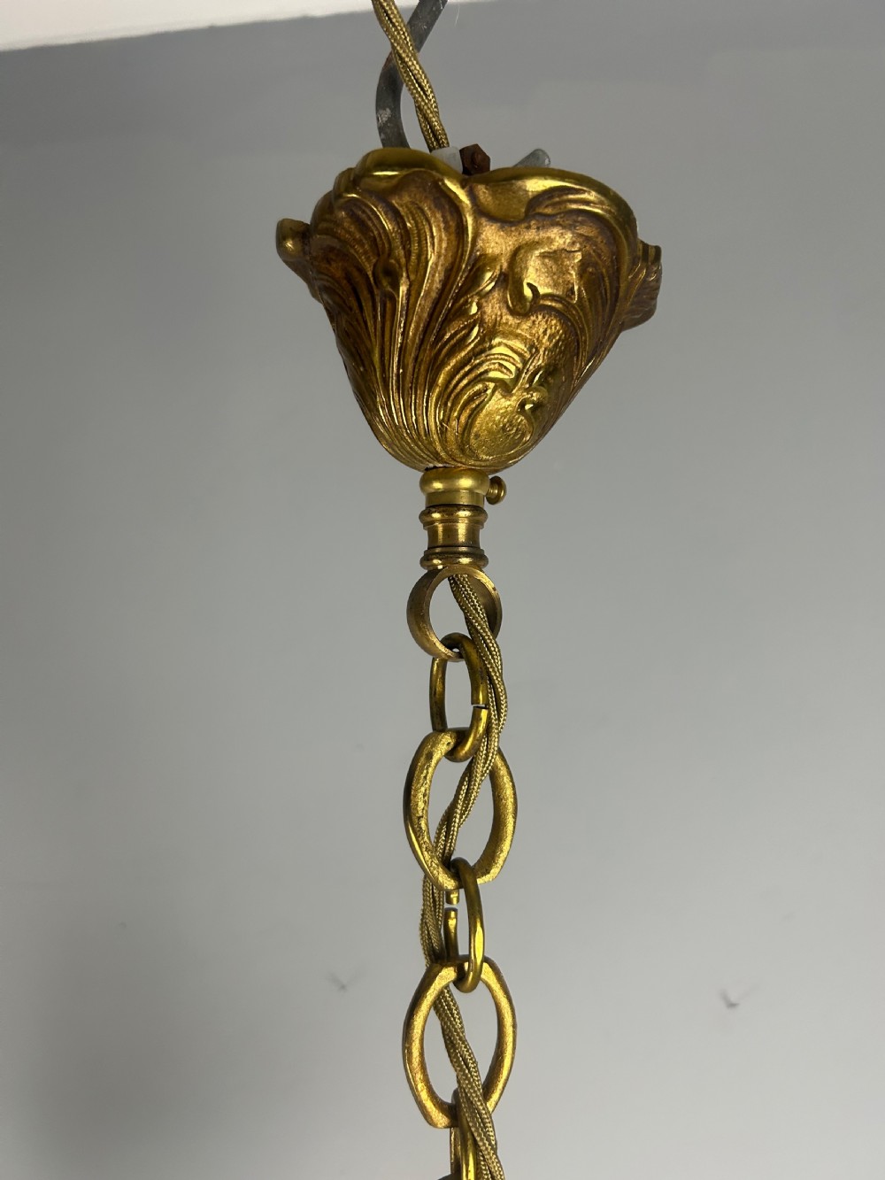 French Gilded Triple Light Convex Hall Lantern View XI