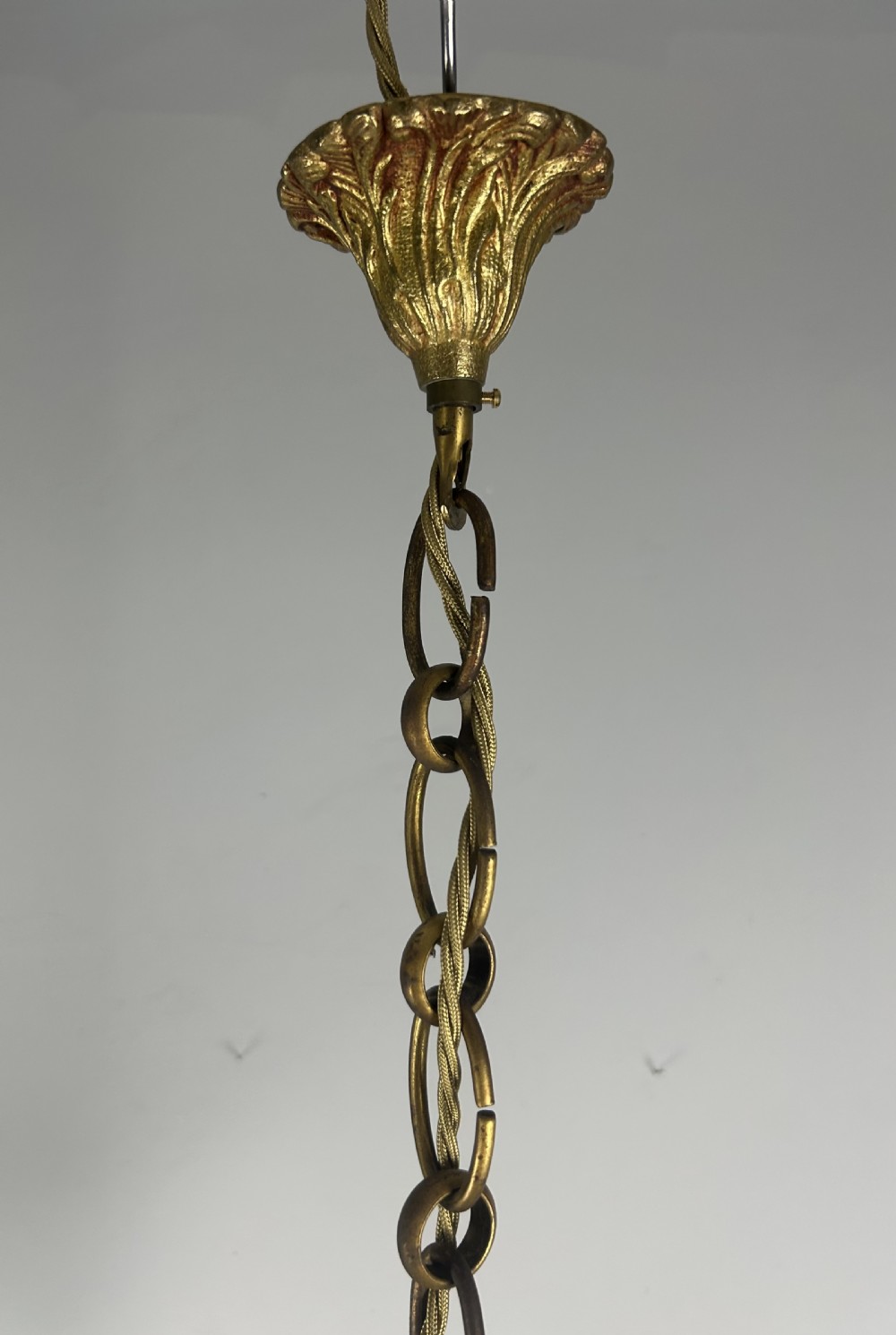 French 3 Arm Gilt Brass Crystal Chandelier  View XII