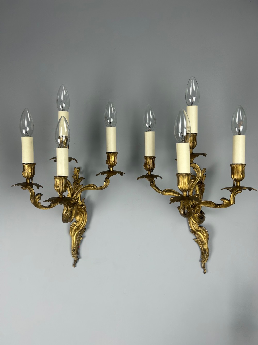 Pair of French Gilded Four Arm Antique Wall Lights View II
