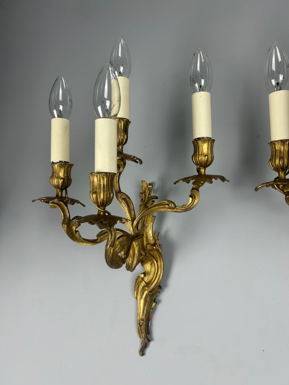 Pair of French Gilded Four Arm Antique Wall Lights View VII