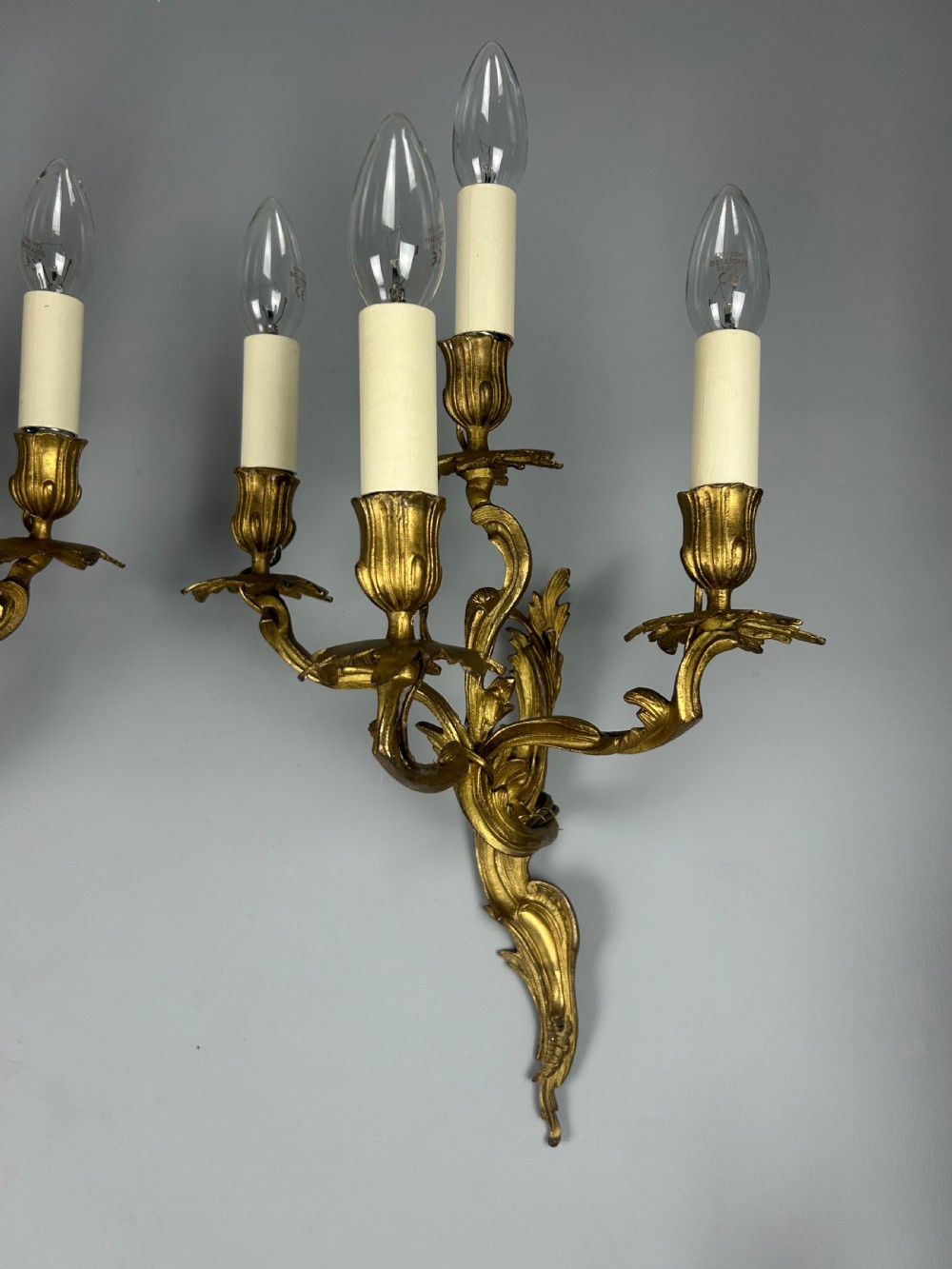 Pair of French Gilded Four Arm Antique Wall Lights View VIII
