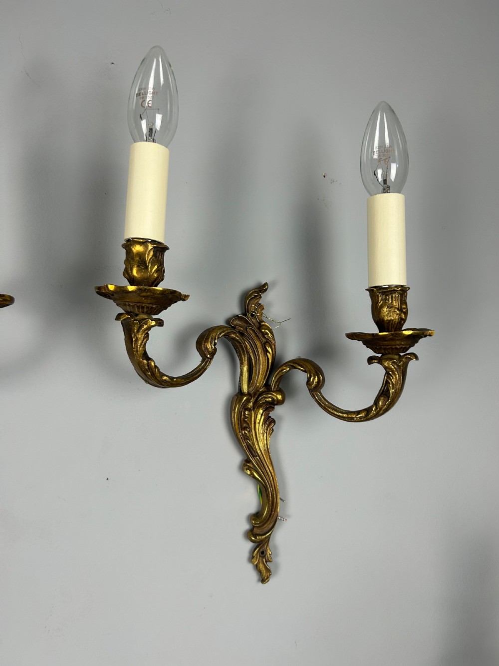 French Pair Of Gilded Antique Wall Lights, Rewired View V