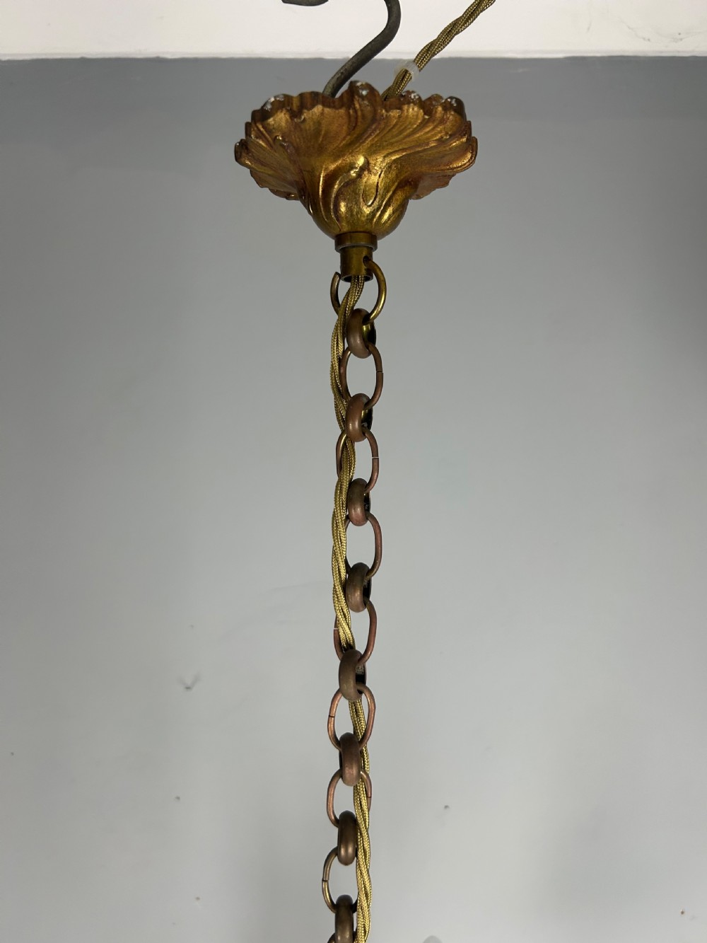 French 4 Arm Gilt Brass Chandelier, Rewired  View IV