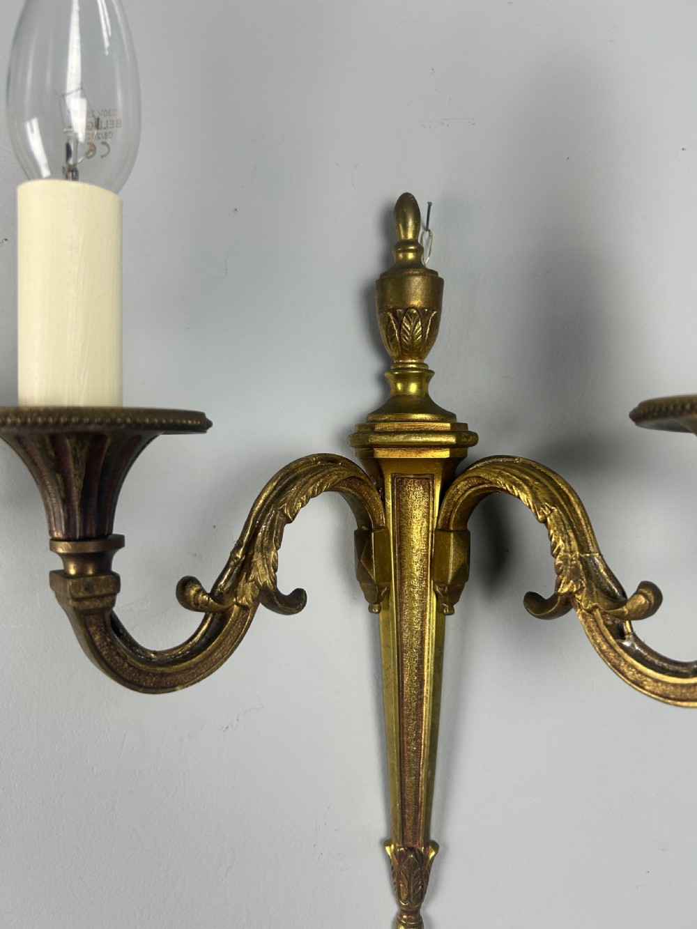 French Pair Of Gilded Antique Wall Lights, Rewired View III