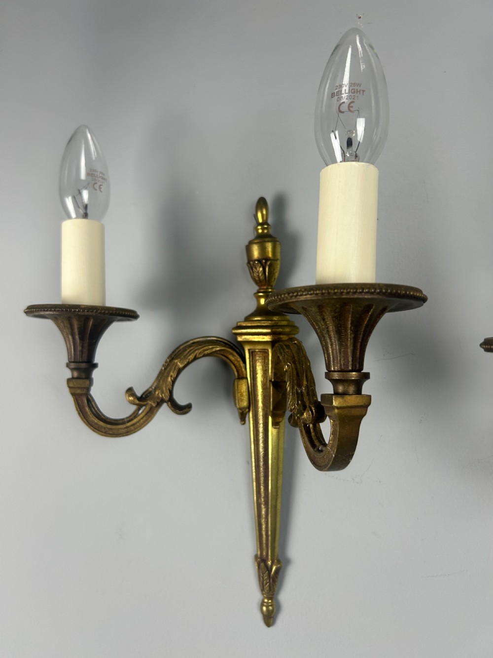 French Pair Of Gilded Antique Wall Lights, Rewired View IV