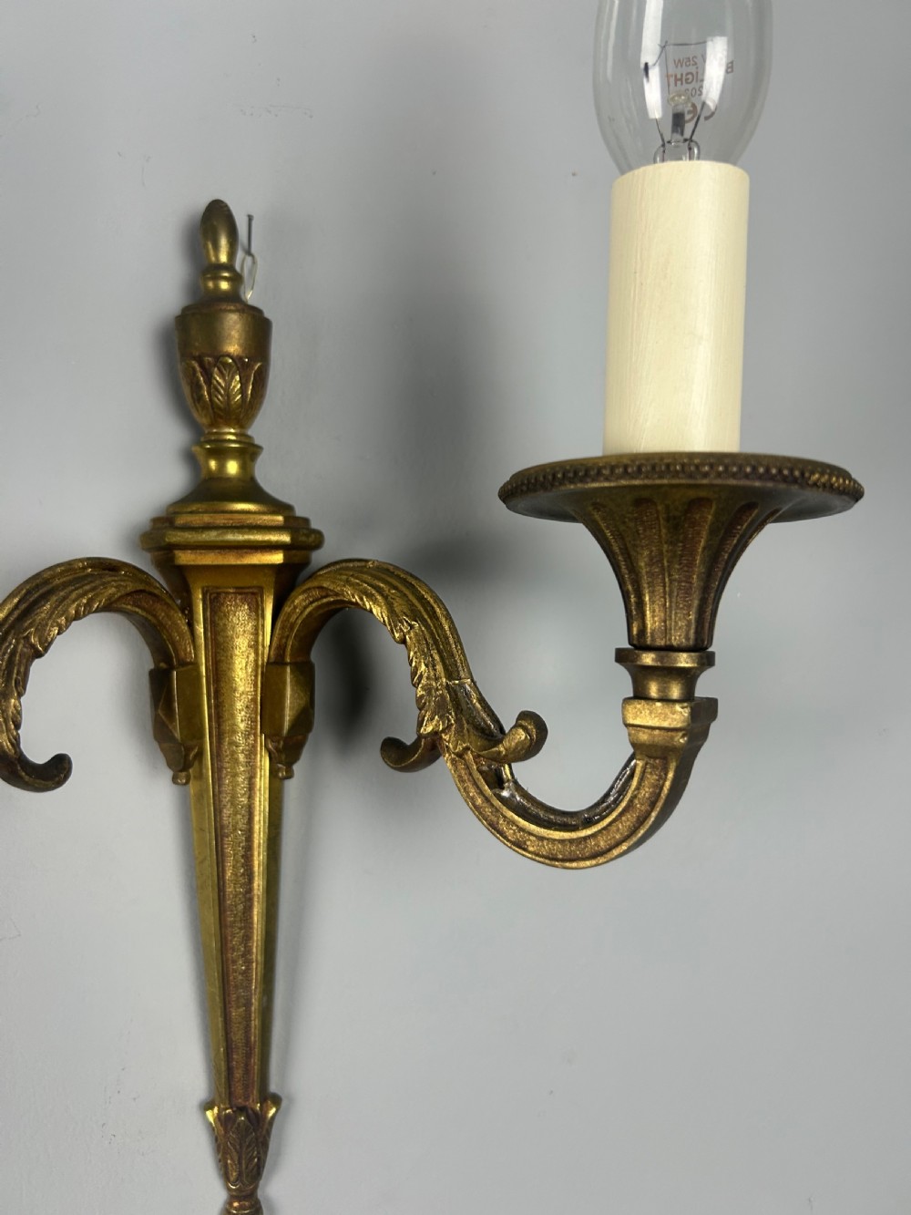 French Pair Of Gilded Antique Wall Lights, Rewired View V