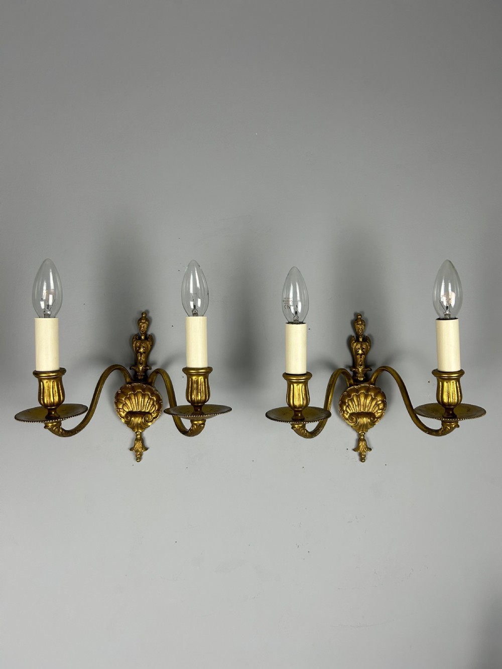 Pair of French Gilt Brass Art Nouveau Wall Lights  View II