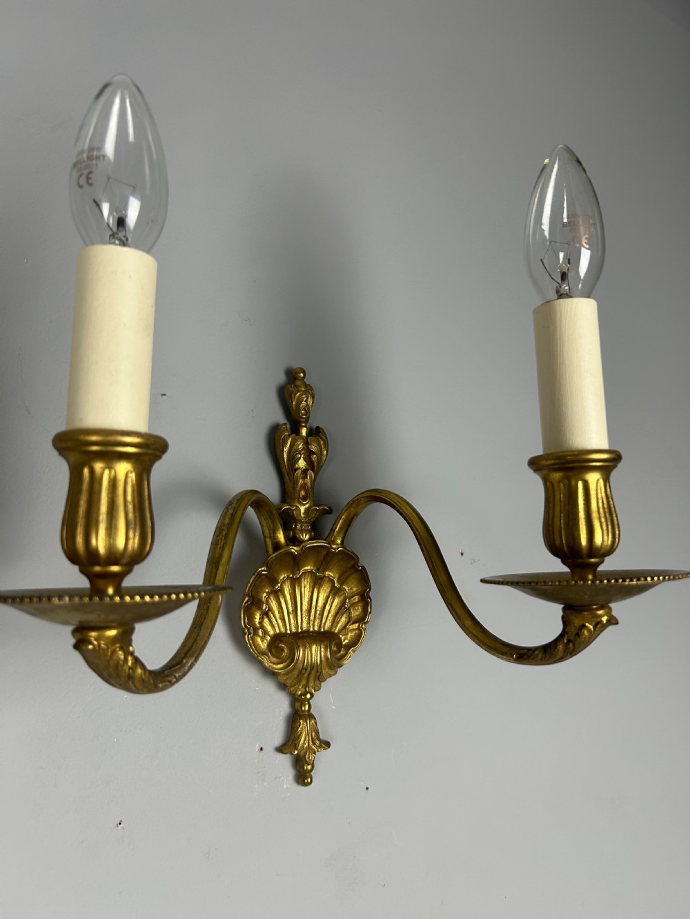 Pair of French Gilt Brass Art Nouveau Wall Lights  View III