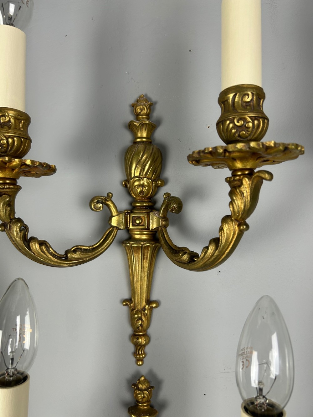 Set Of 6 French Gilded Antique Wall Lights, Rewired  View III