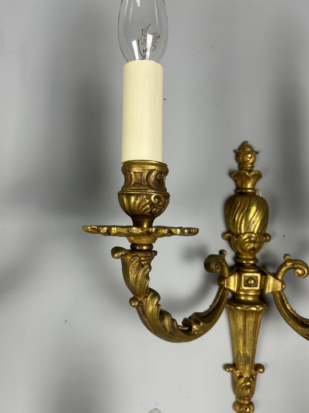 Set Of 6 French Gilded Antique Wall Lights, Rewired  View IV