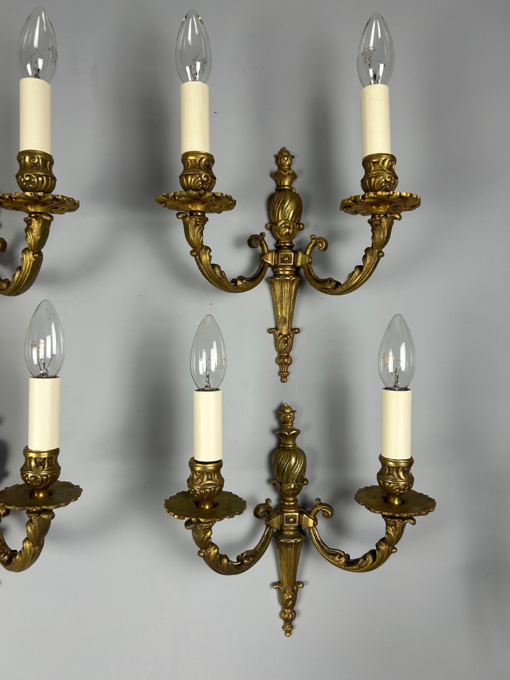 Set Of 6 French Gilded Antique Wall Lights, Rewired  View VIII