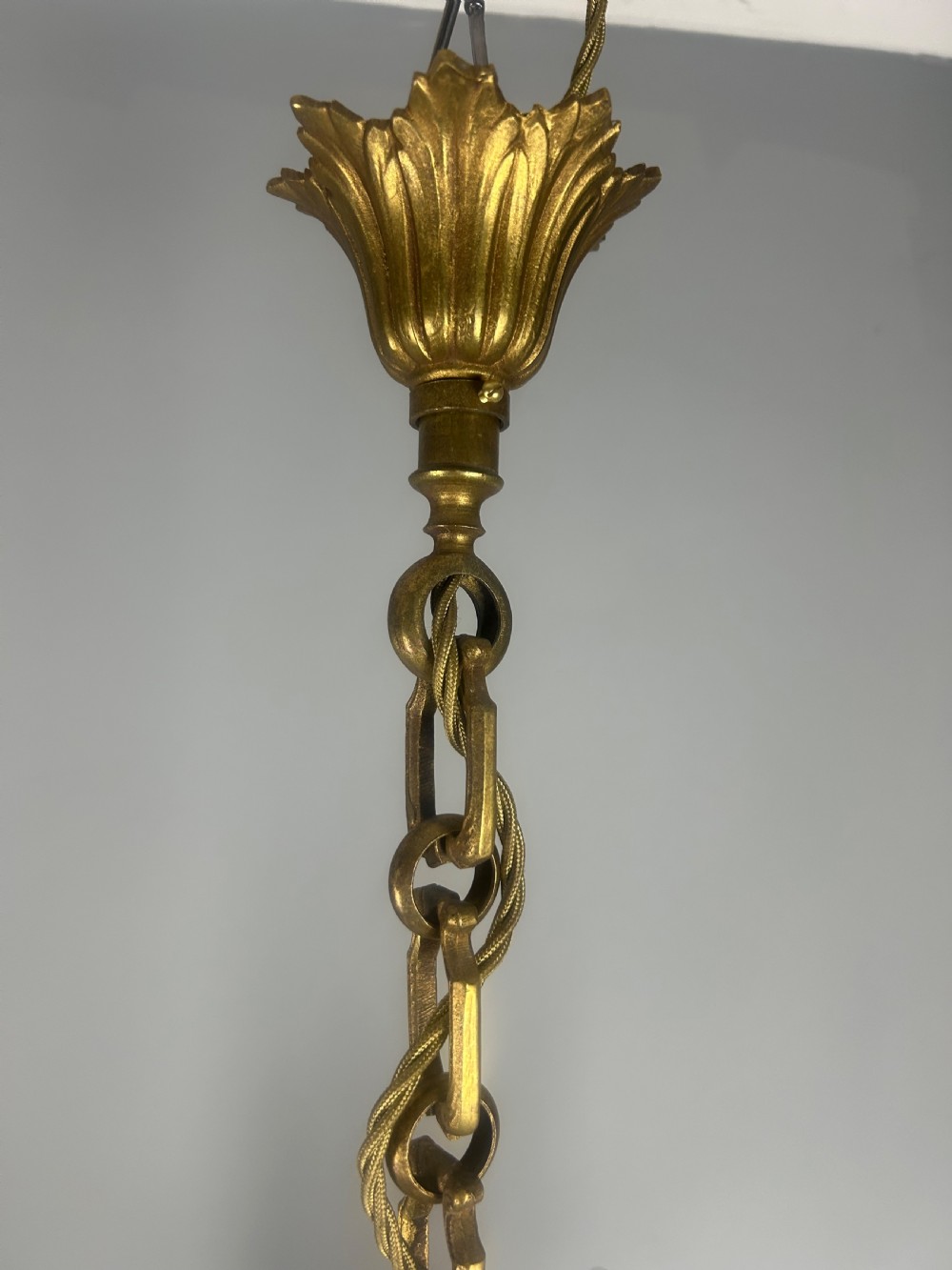 Pair of French Gilded Bronze 5 Light Antique Chandeliers View II